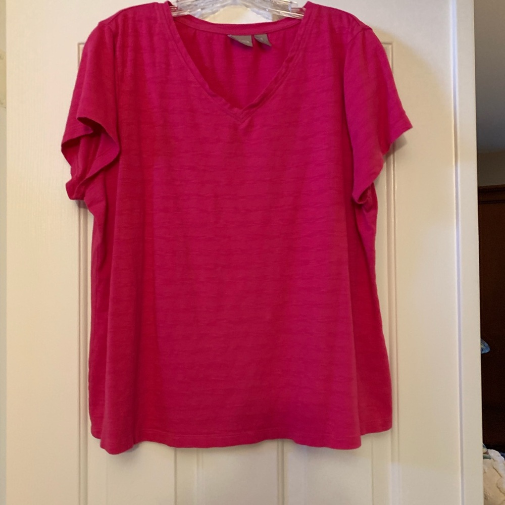 Chico’s Women's Pink short sleeve shirt size 3 (16).